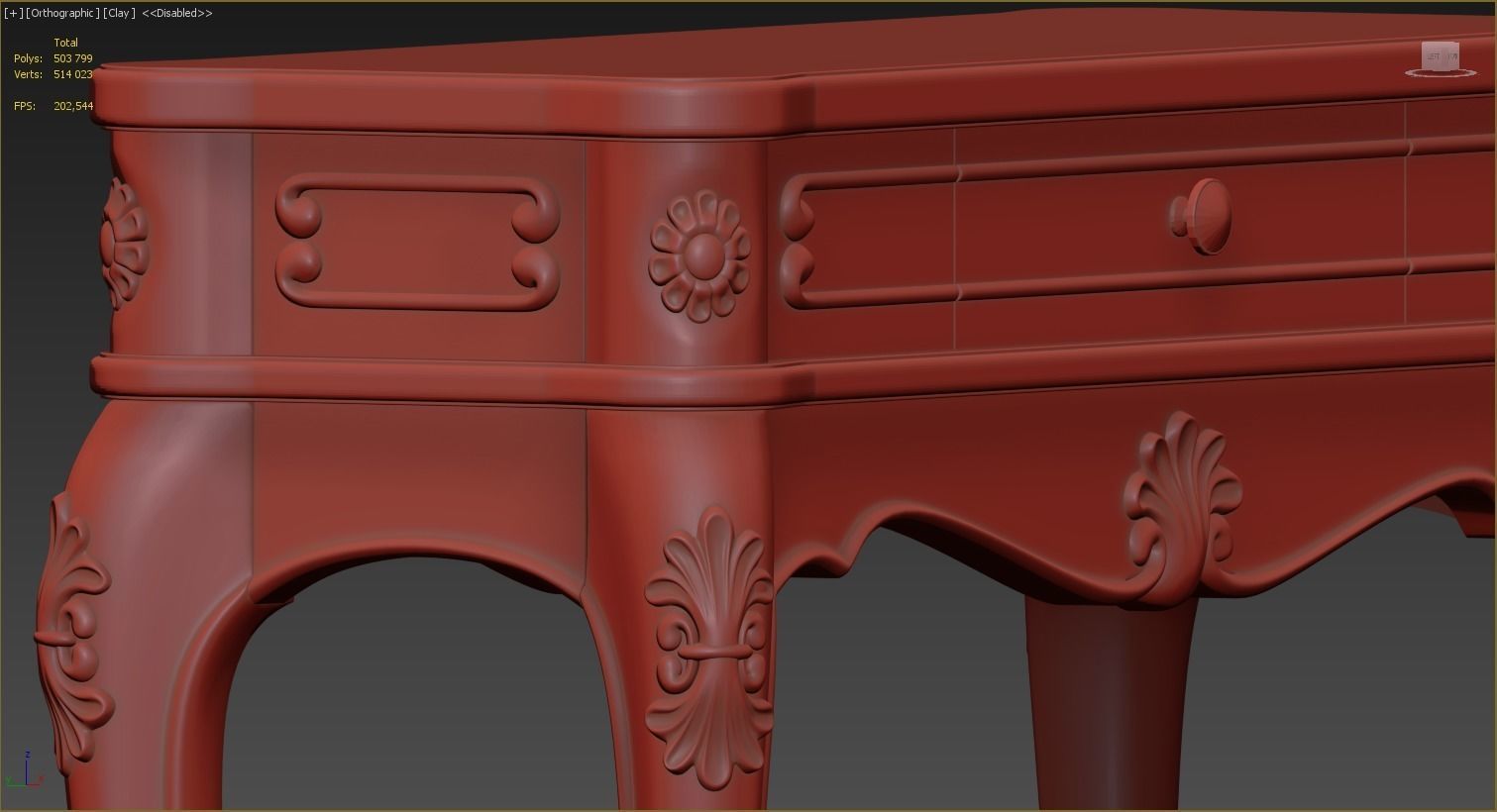 carved table with frame  3D model_6