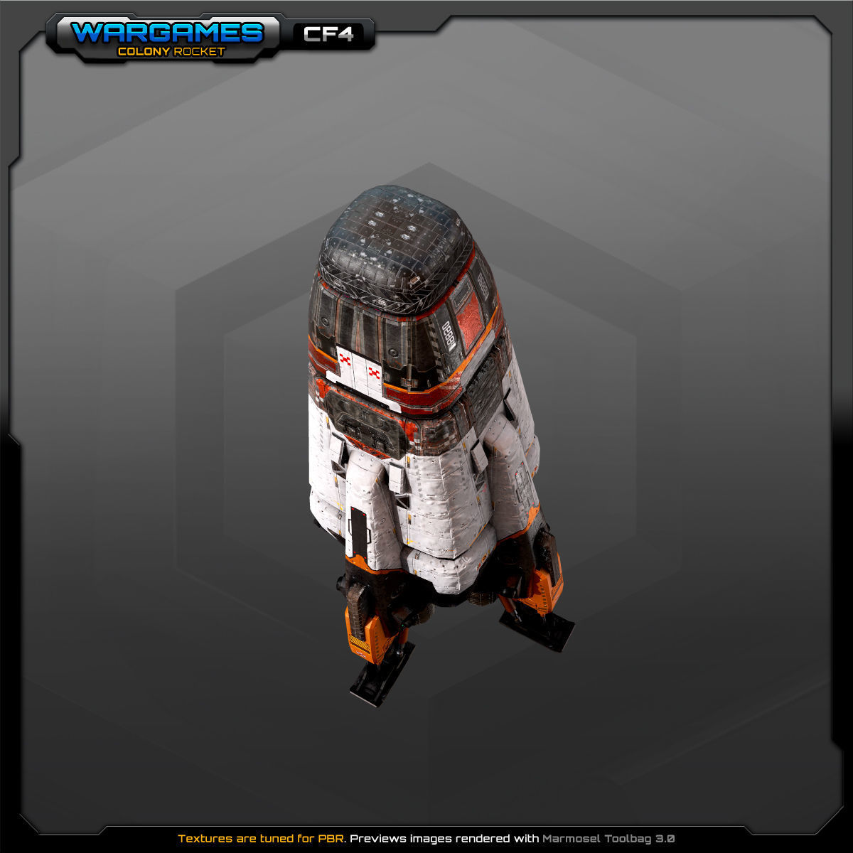 SF Colony Rocket CF4 Low-poly 3D model_4