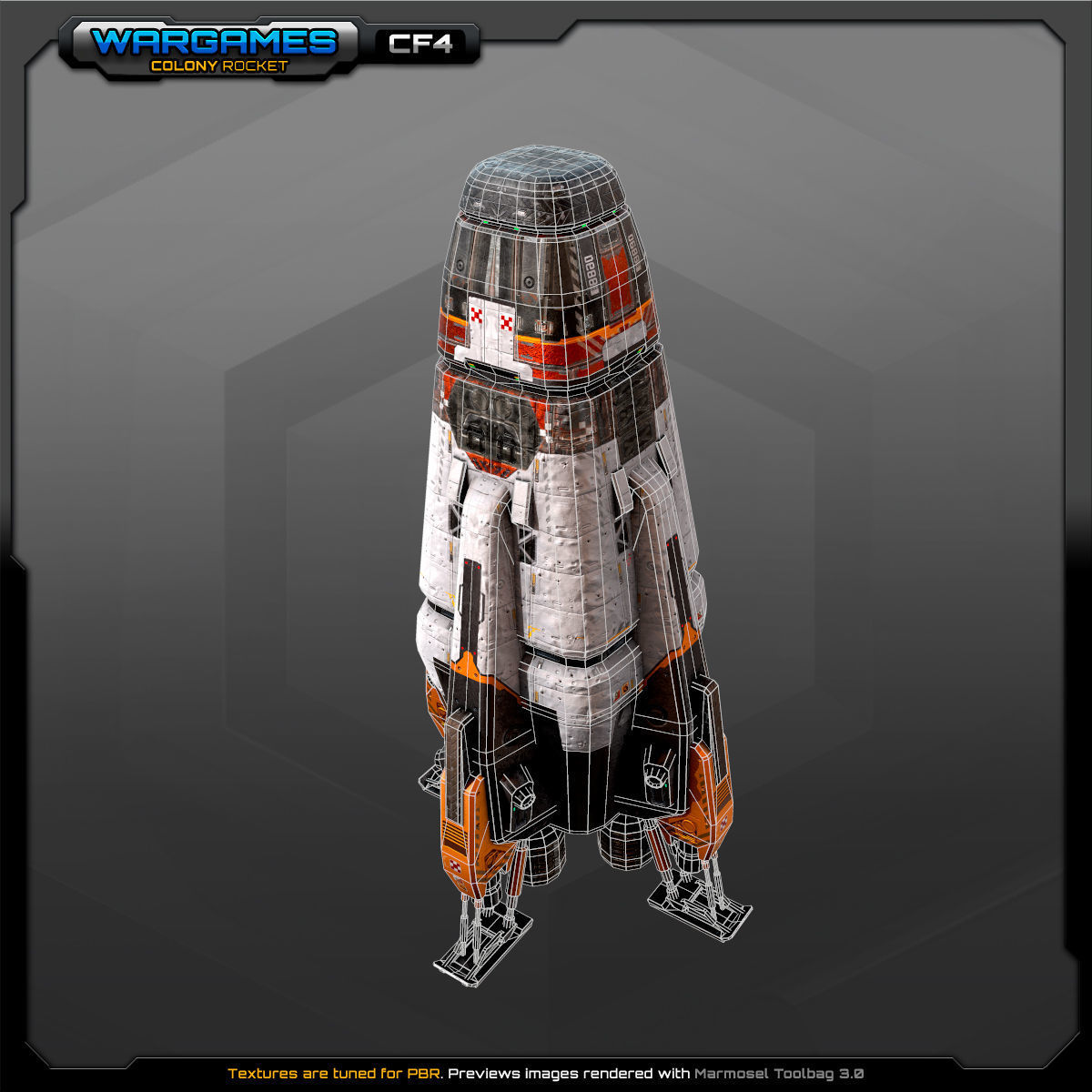 SF Colony Rocket CF4 Low-poly 3D model_7