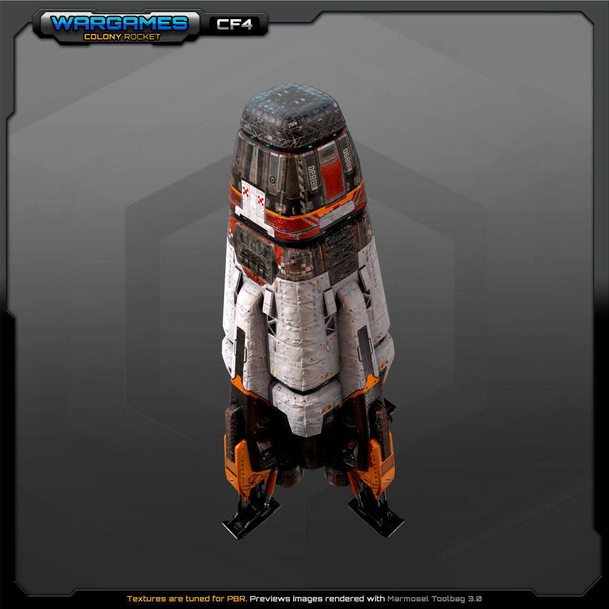 SF Colony Rocket CF4 Low-poly 3D model_2