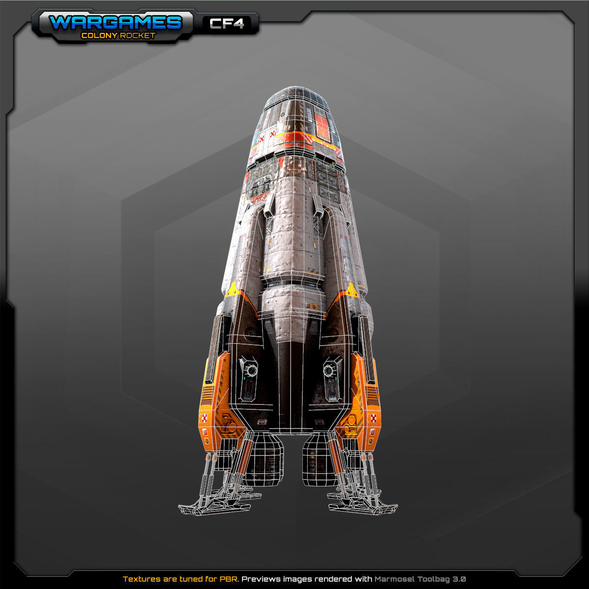SF Colony Rocket CF4 Low-poly 3D model_6