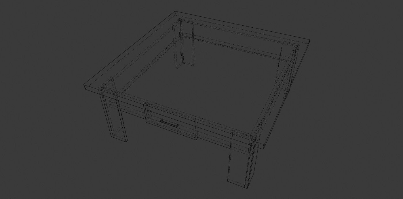 Wooden Coffee Table Low-poly 3D model_4