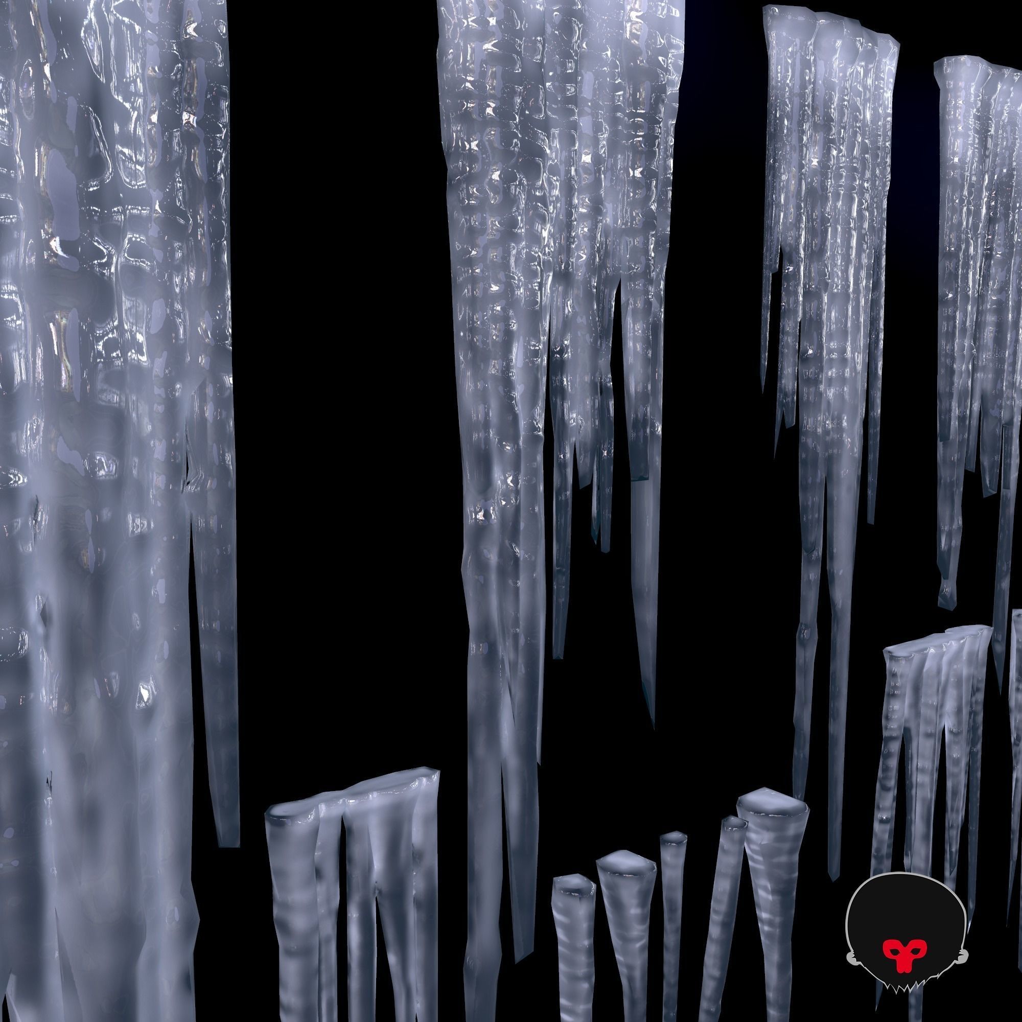 Icicles set Low-poly 3D model_4
