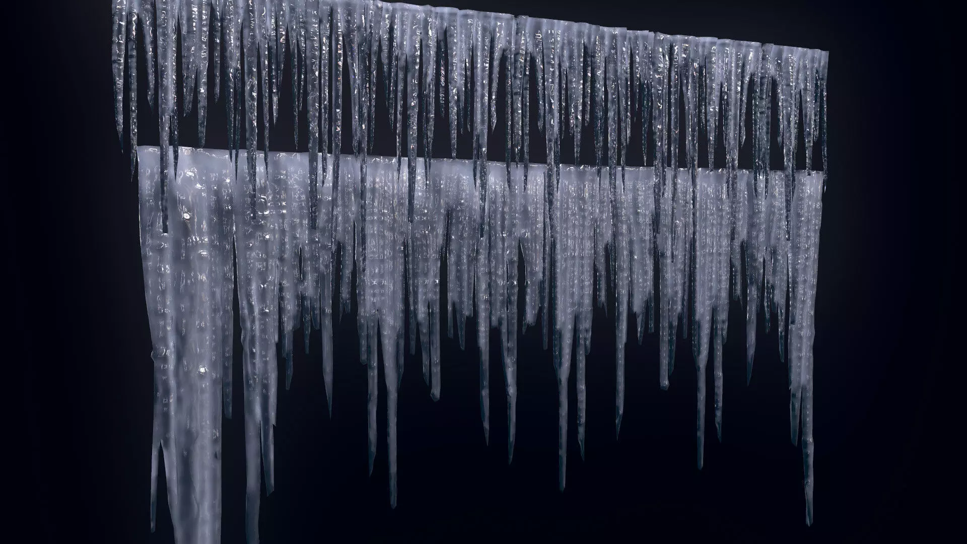 Icicles set Low-poly 3D model_0