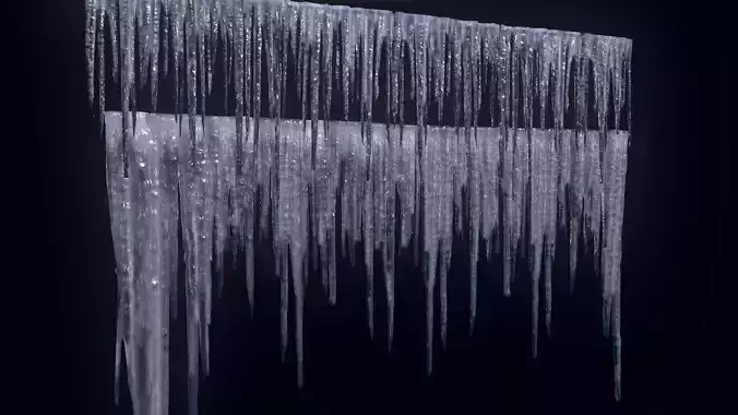 Icicles set Low-poly 3D model