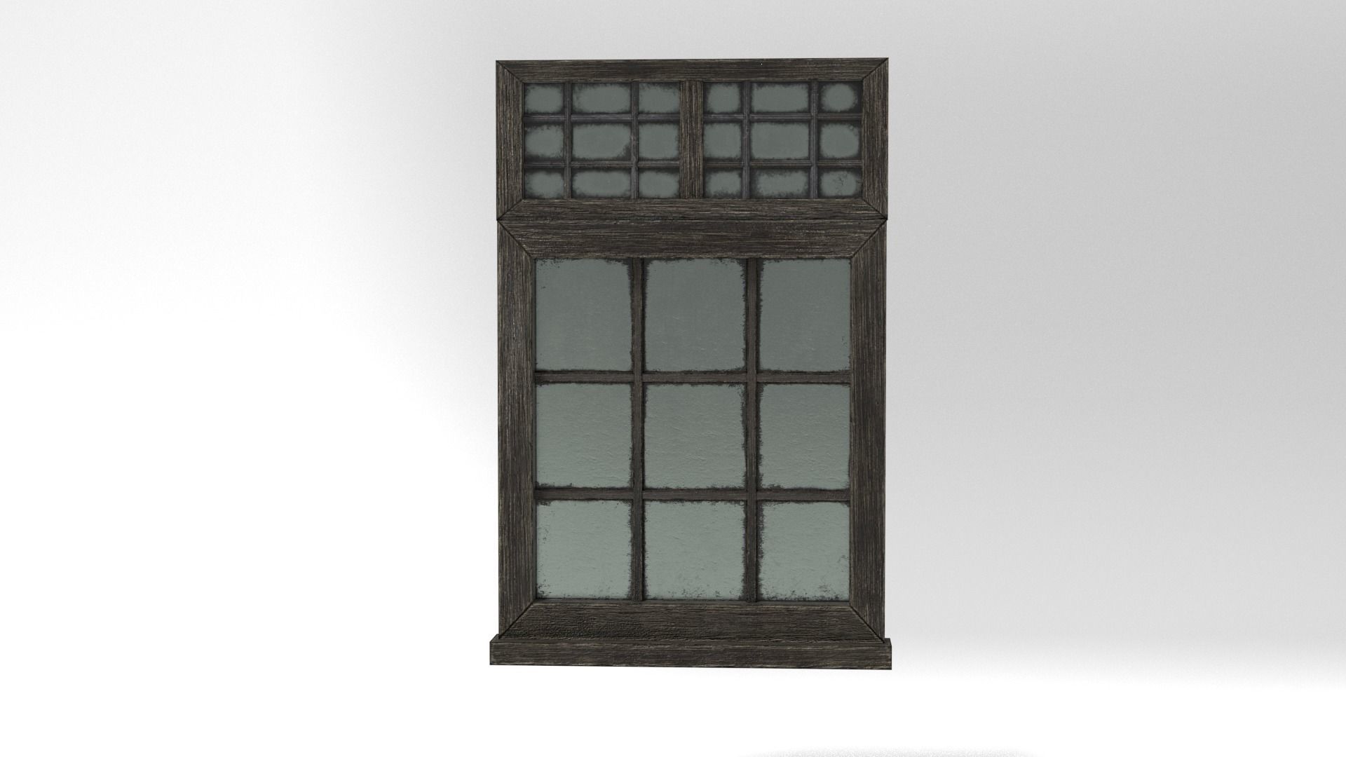 Medieval Window Double Top Lead and Glass 3D Model Tudor Low-poly 3D model_5