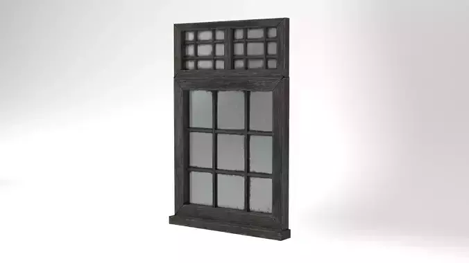 Medieval Window Double Top Lead and Glass 3D Model Tudor Low-poly 3D model