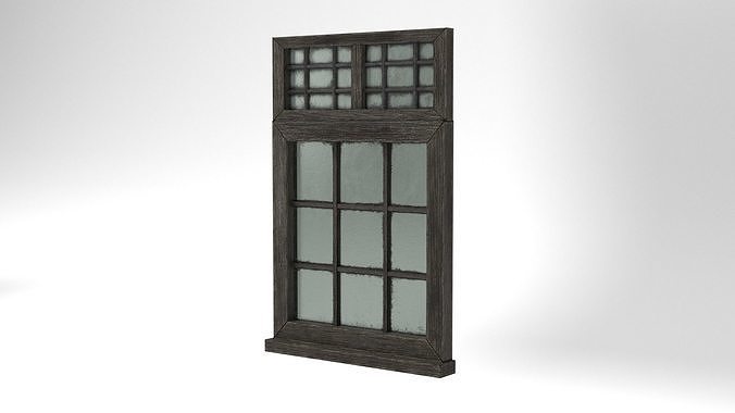 Medieval Window Double Top Lead and Glass 3D Model Tudor Low-poly 3D model