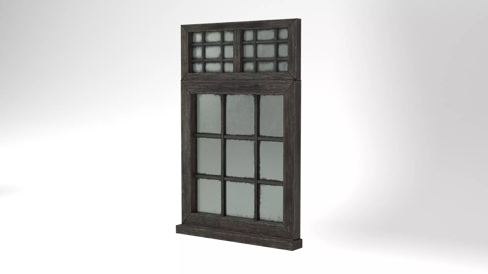 Medieval Window Double Top Lead and Glass 3D Model Tudor Low-poly 3D model_0