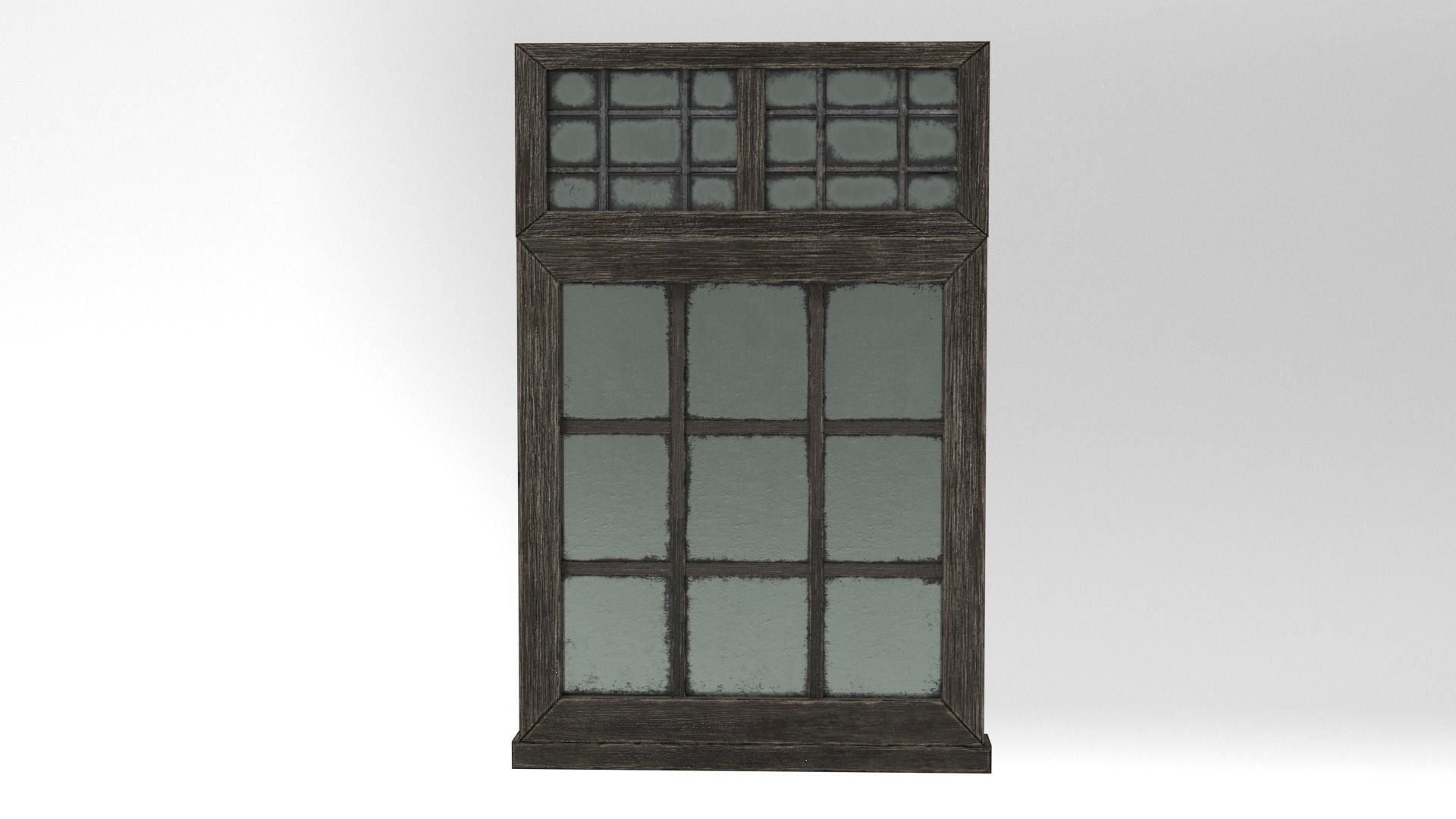 Medieval Window Double Top Lead and Glass 3D Model Tudor Low-poly 3D model_3