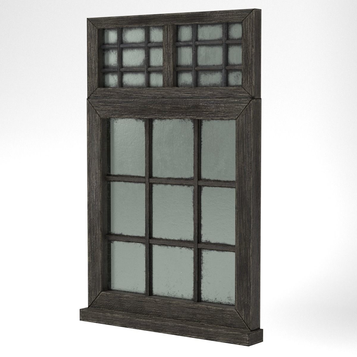 Medieval Window Double Top Lead and Glass 3D Model Tudor Low-poly 3D model_2