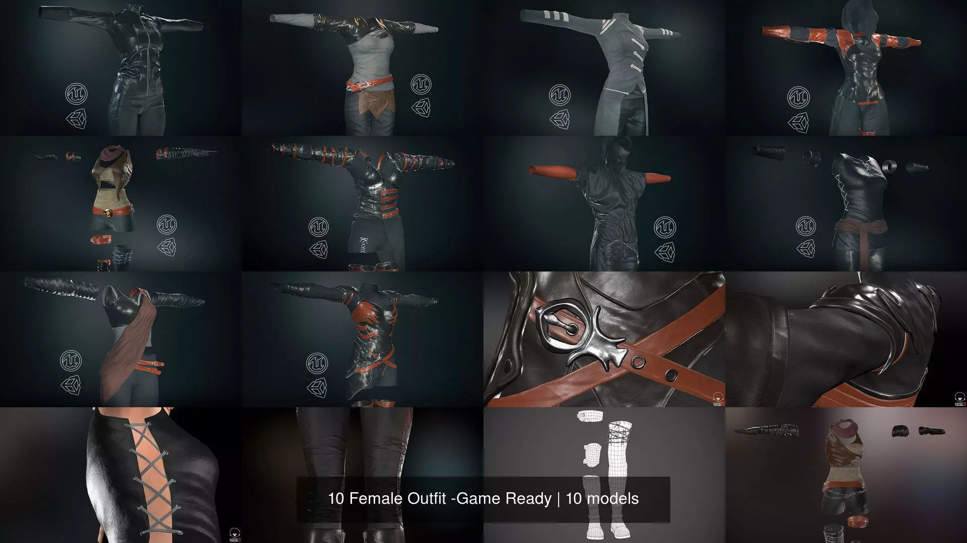 10 Female Outfit -Game Ready 3D Model Collection_11