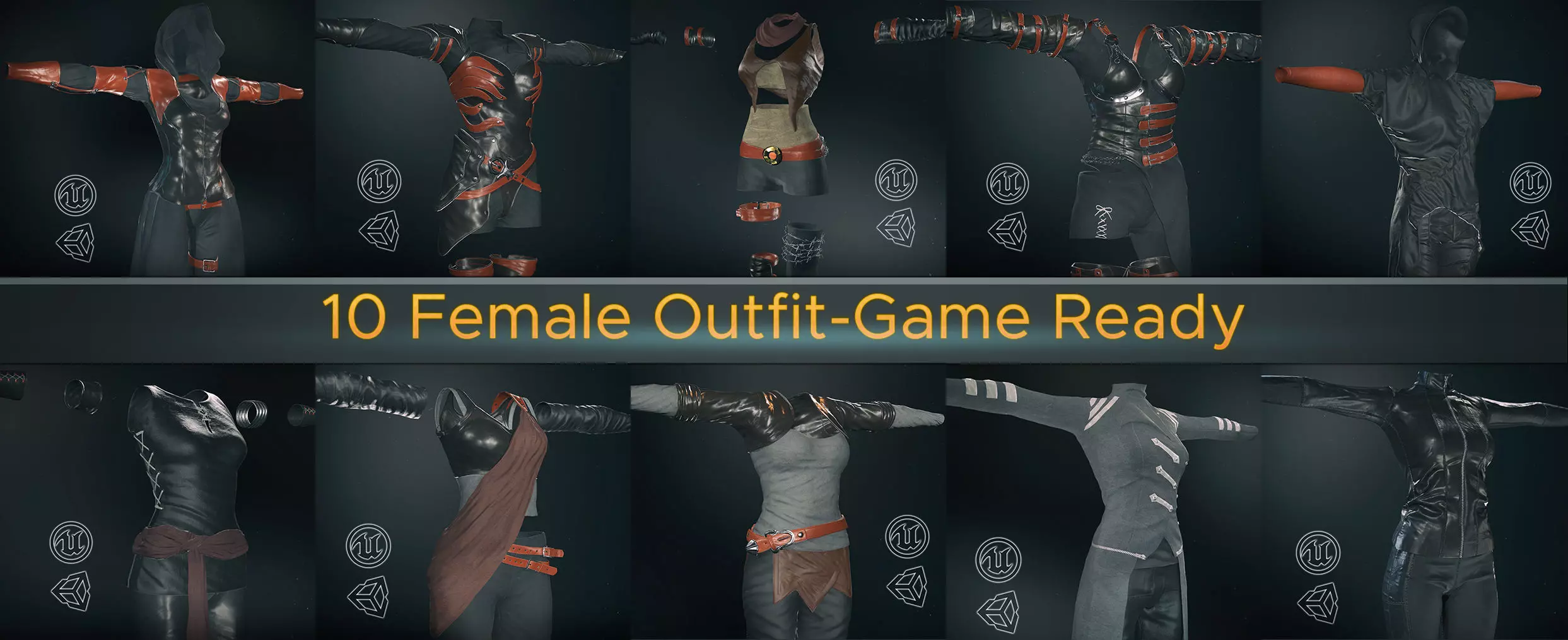 10 Female Outfit -Game Ready 3D Model Collection_0