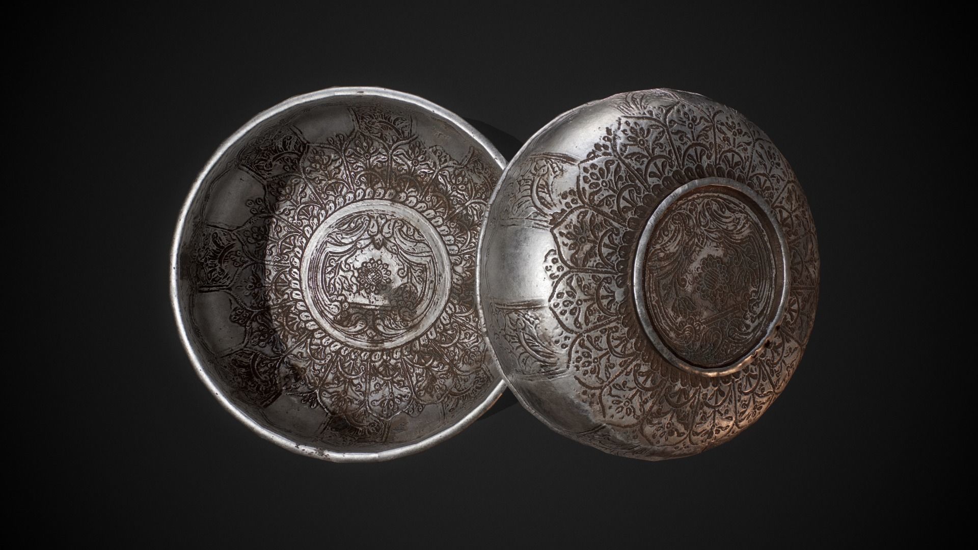 PBR Silver Bowl Low-poly 3D model_4