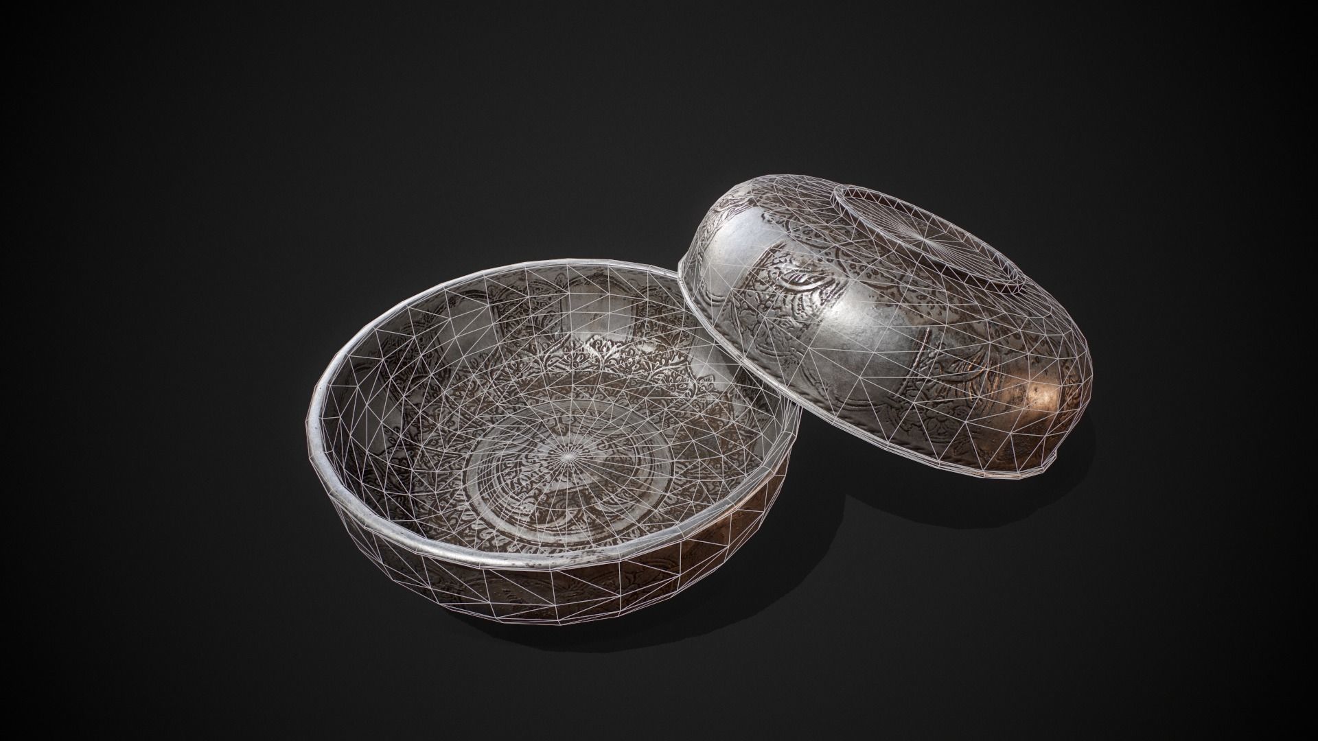 PBR Silver Bowl Low-poly 3D model_3