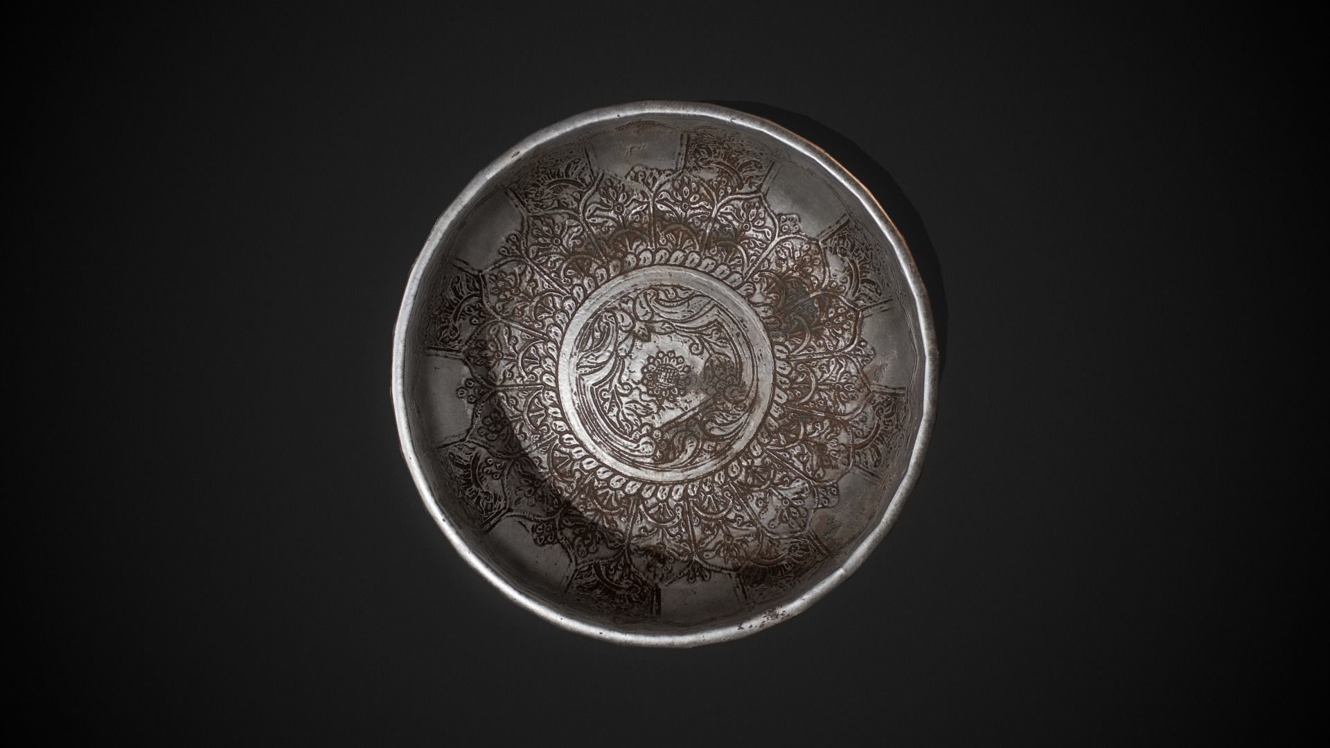 PBR Silver Bowl Low-poly 3D model_5