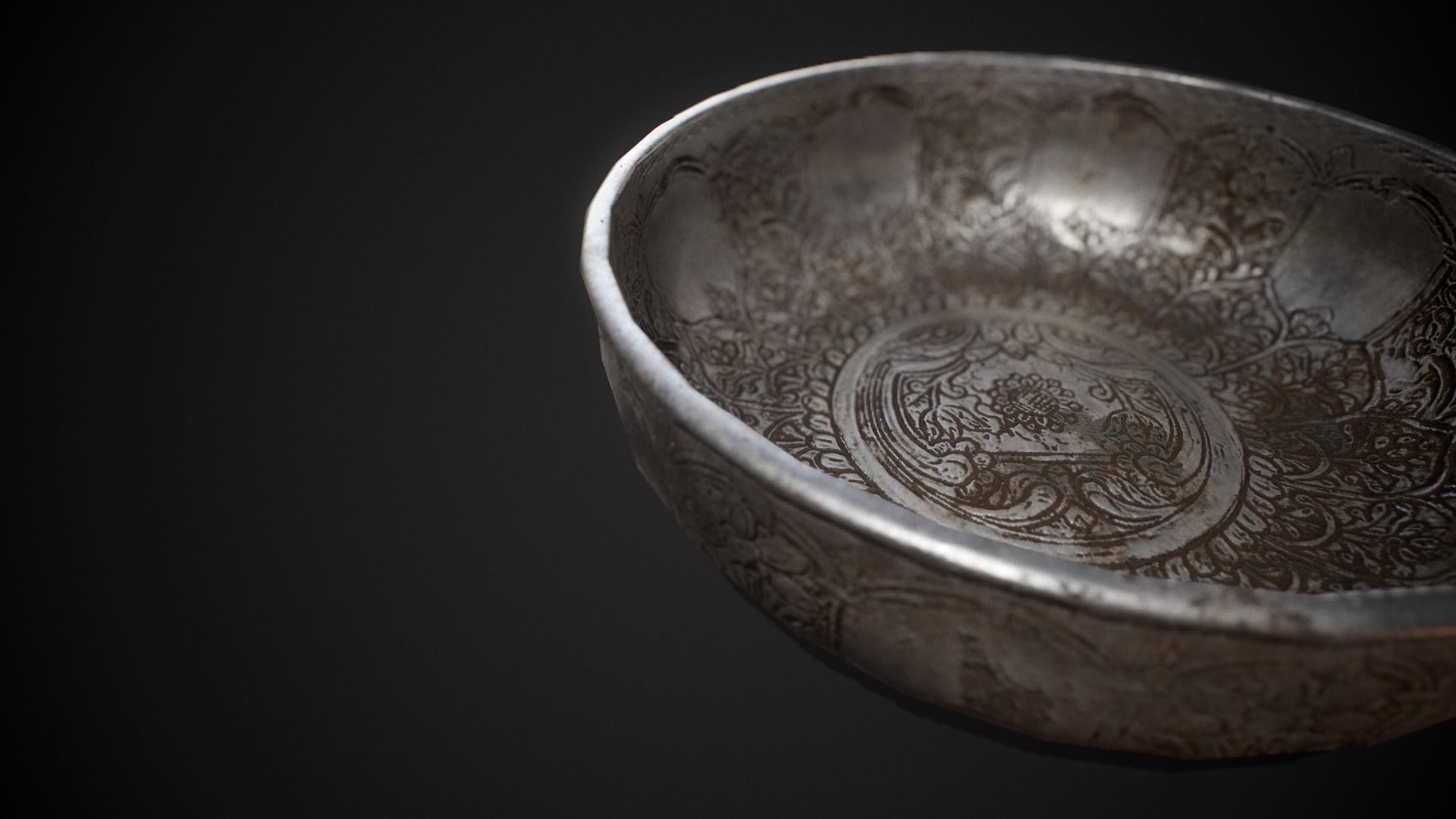 PBR Silver Bowl Low-poly 3D model_6