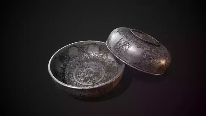 PBR Silver Bowl Low-poly 3D model