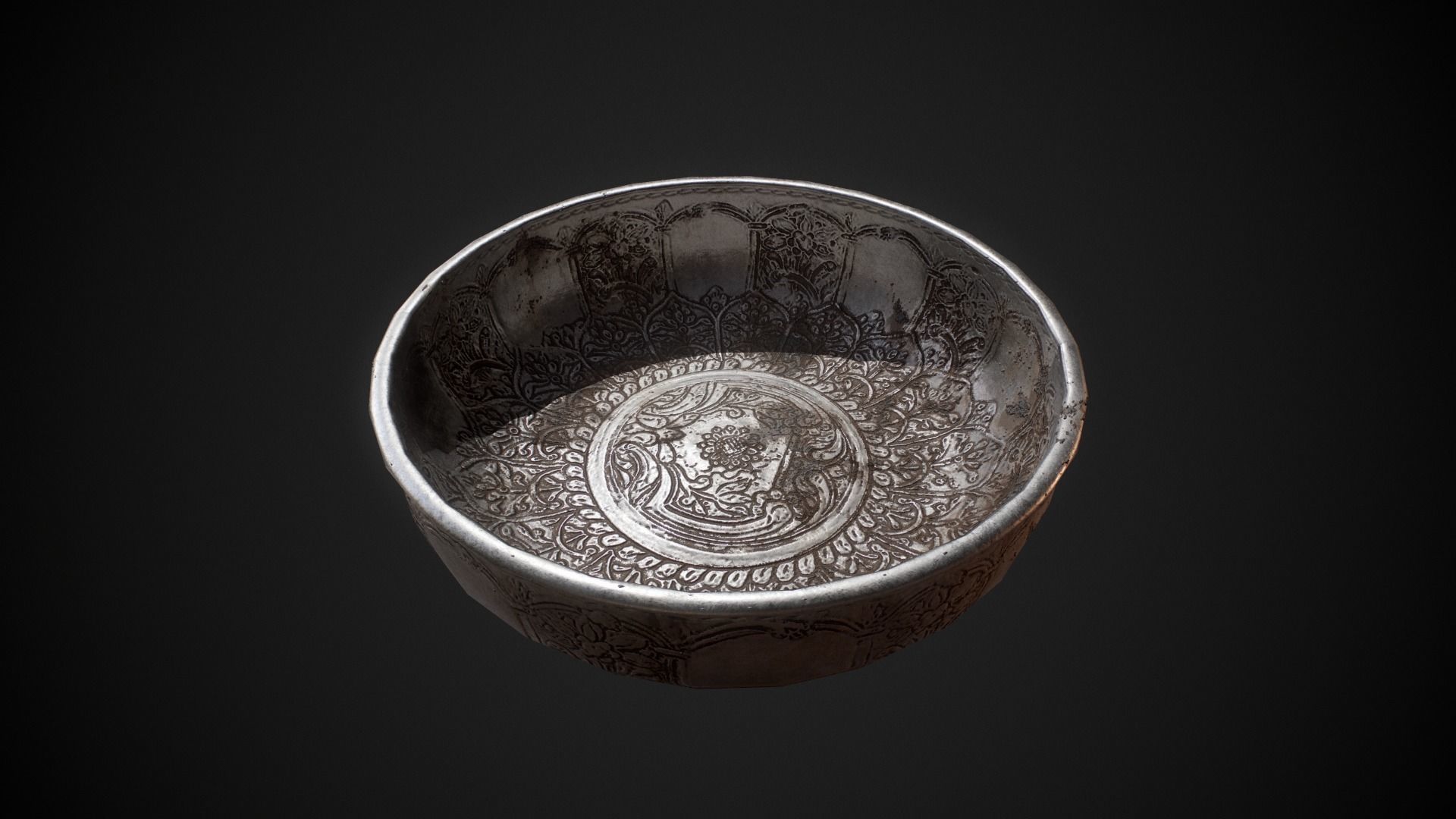 PBR Silver Bowl Low-poly 3D model_2
