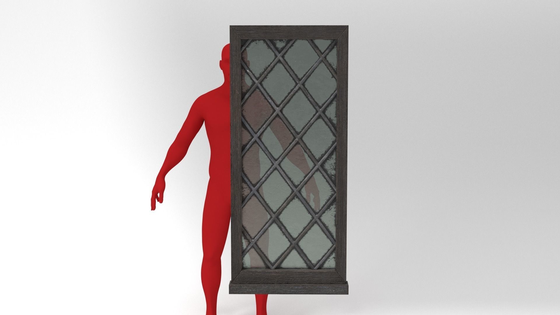 Medieval Window Single Lead Diamond Glass 3D Model Tudor Low-poly 3D model_6