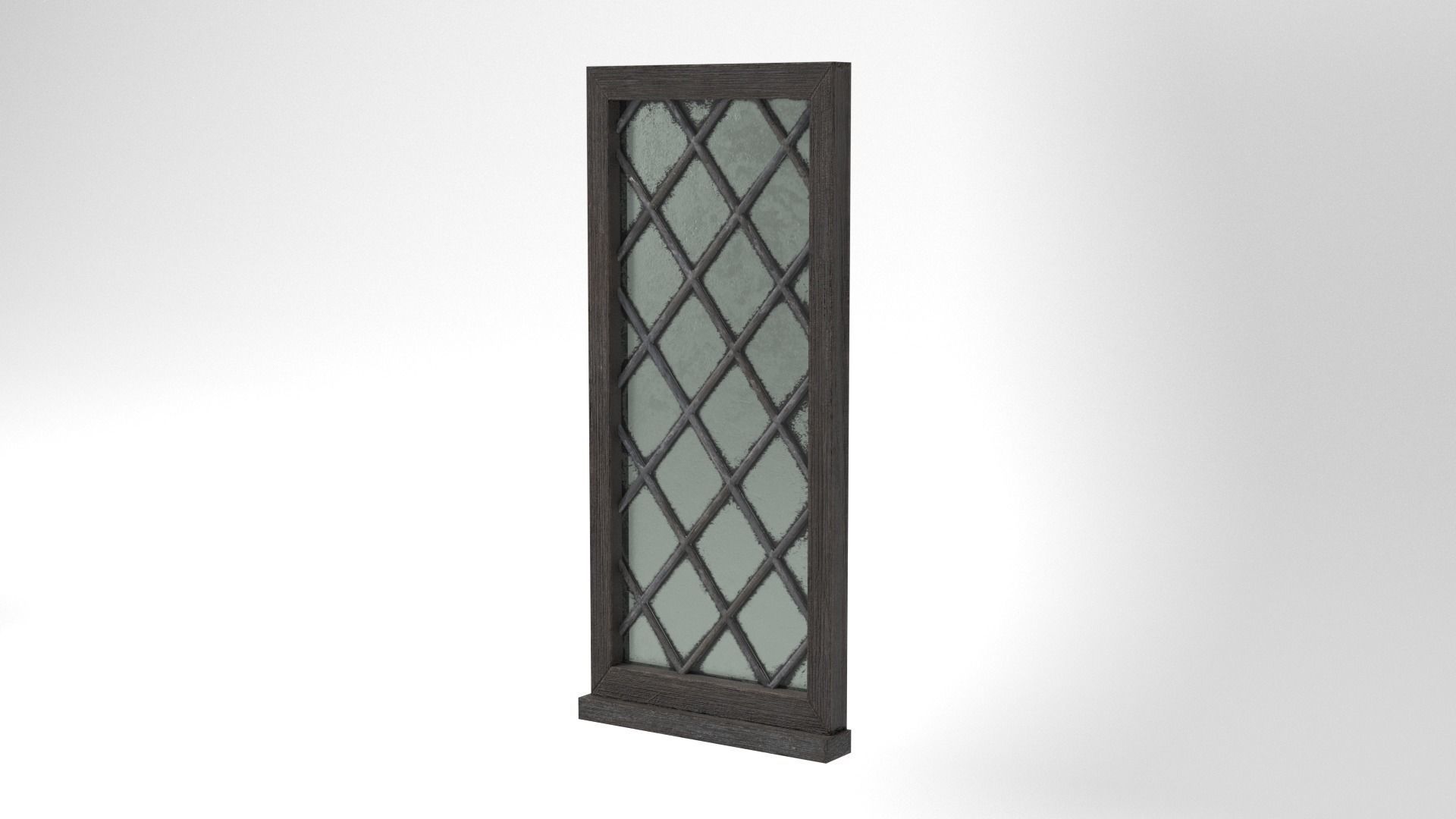 Medieval Window Single Lead Diamond Glass 3D Model Tudor Low-poly 3D model_4