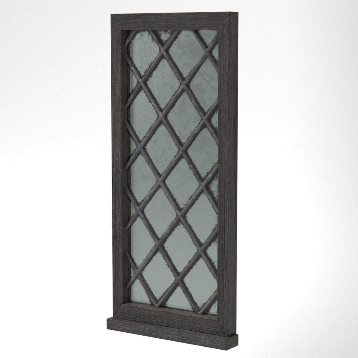 Medieval Window Single Lead Diamond Glass 3D Model Tudor Low-poly 3D model_2