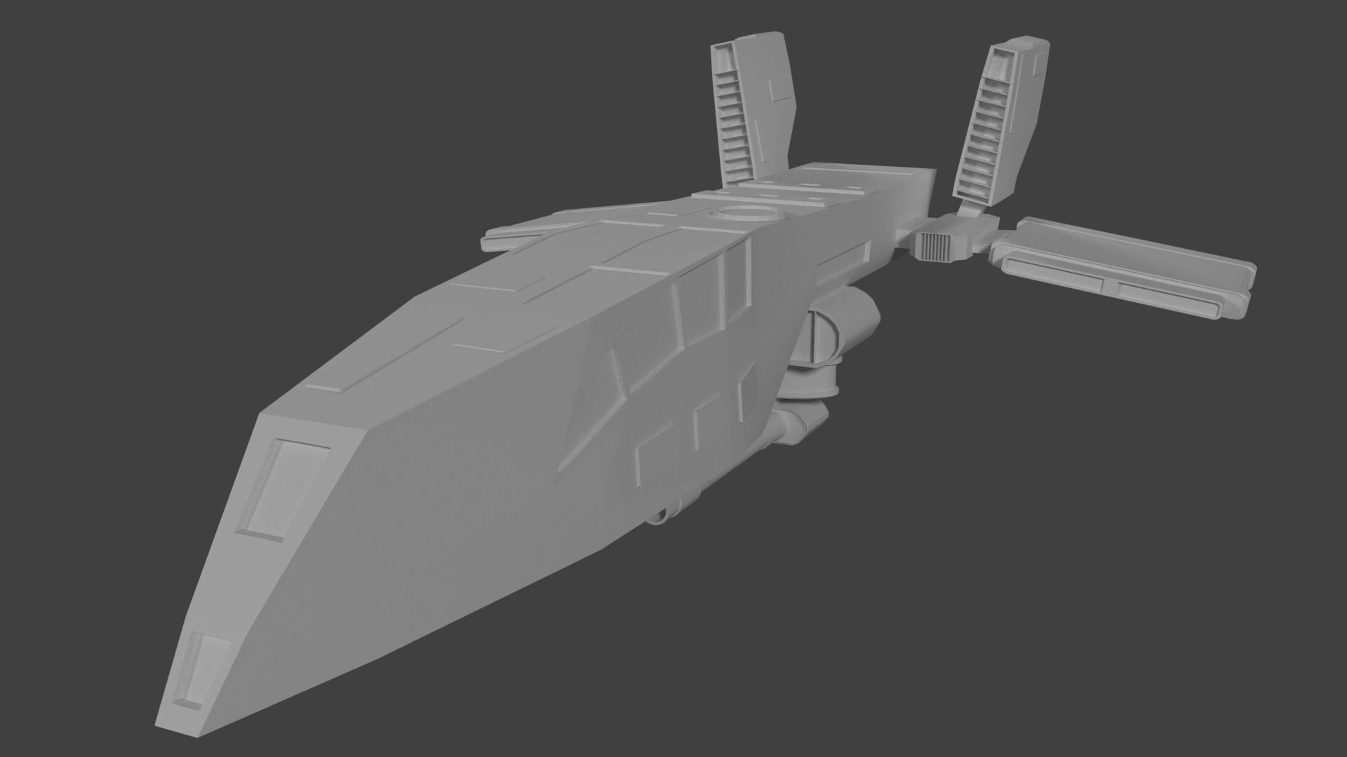 HWK-290 spaceship with two lights Free low-poly 3D model_1