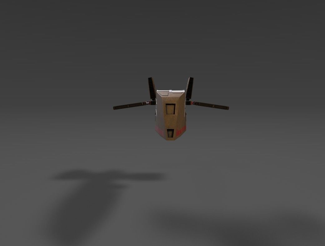 HWK-290 spaceship with two lights Free low-poly 3D model_4