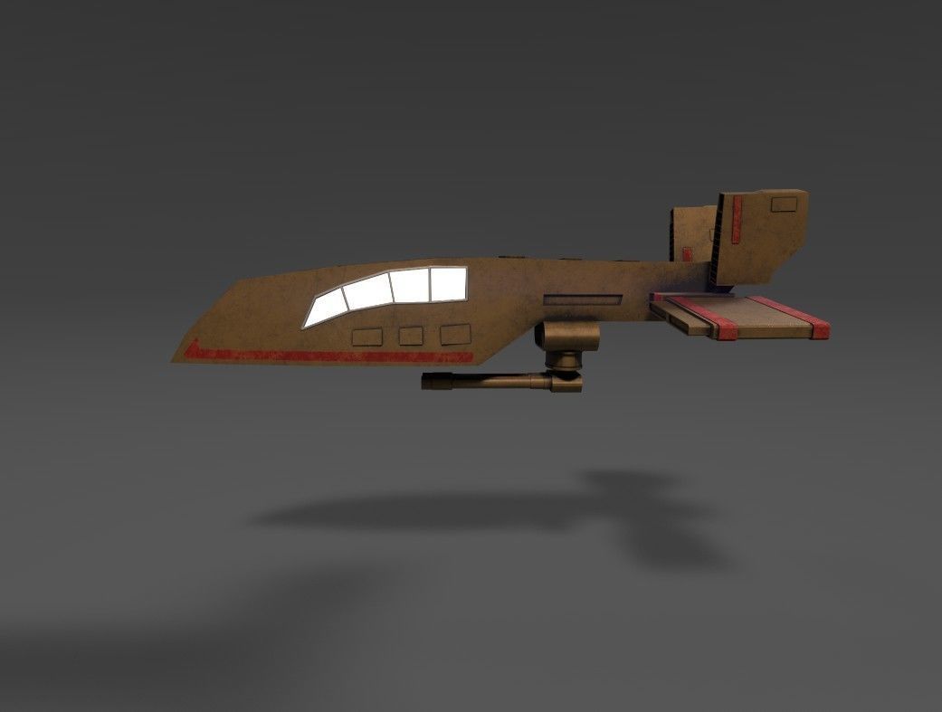 HWK-290 spaceship with two lights Free low-poly 3D model_6