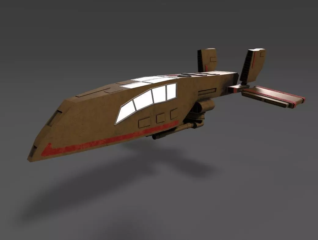 HWK-290 spaceship with two lights Free low-poly 3D model_0