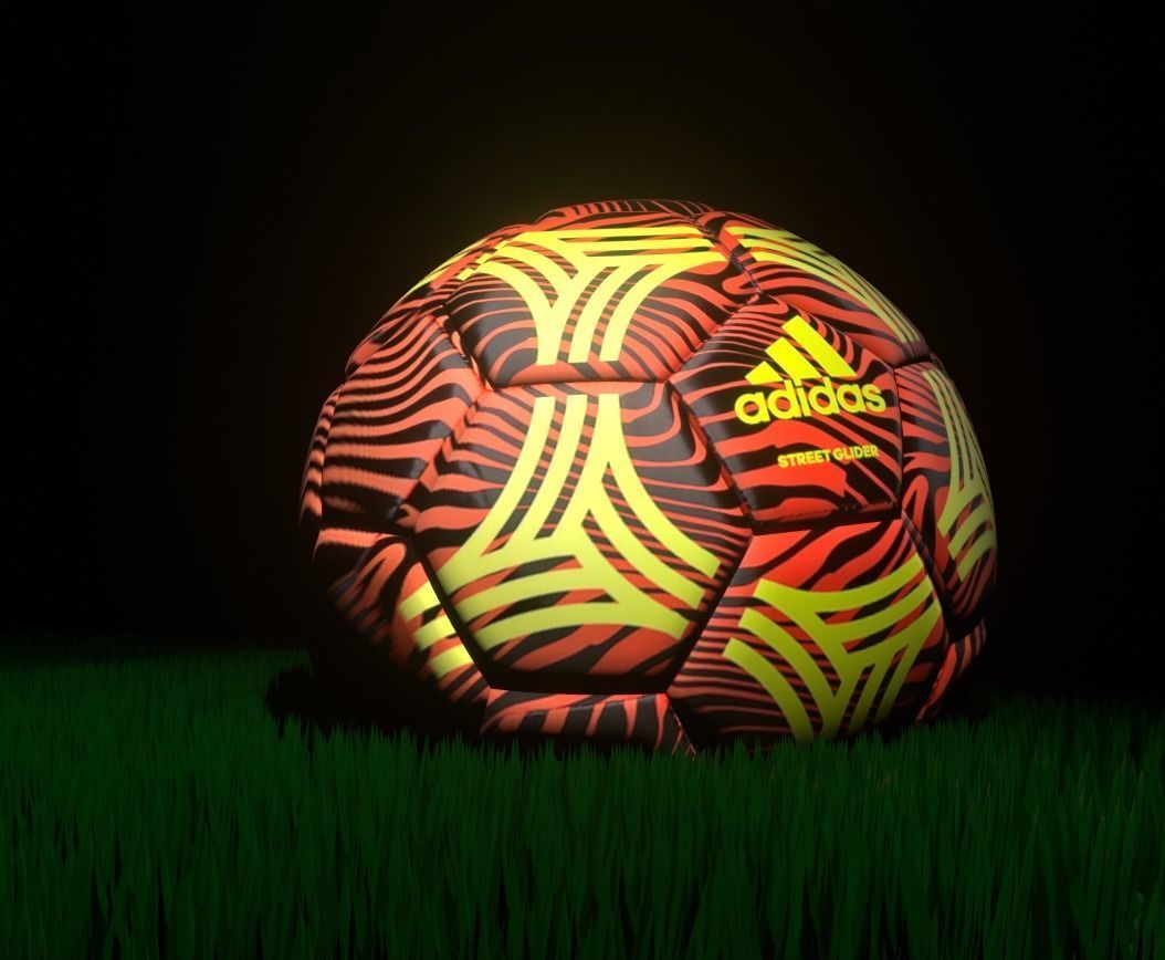 Adidas Ball with grass  Low-poly 3D model_6