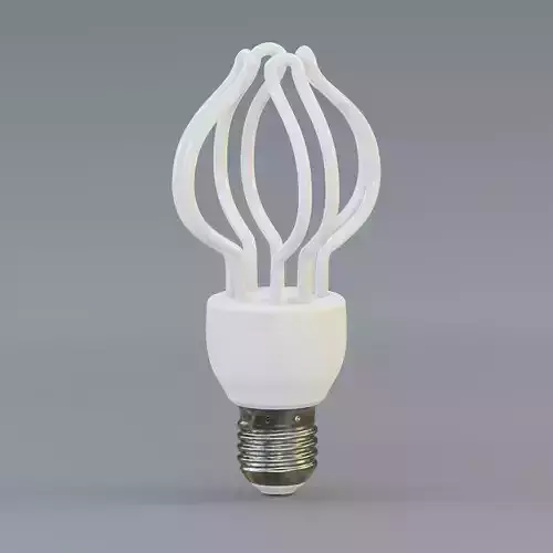 Energy saving lotus shape bulb Low-poly 3D model