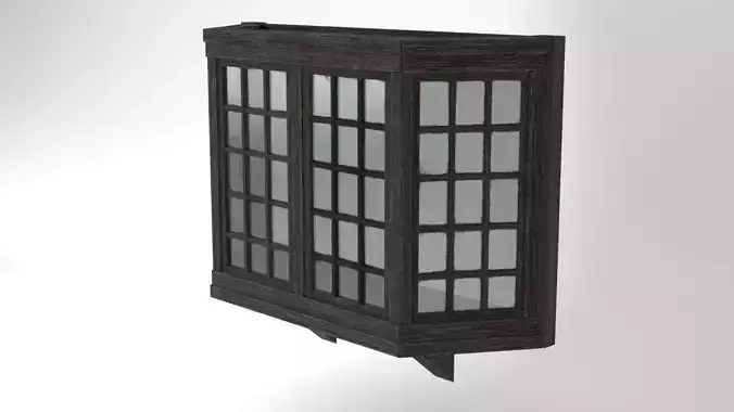 Medieval Bay Window Glass and Wood 3D Model Tudor