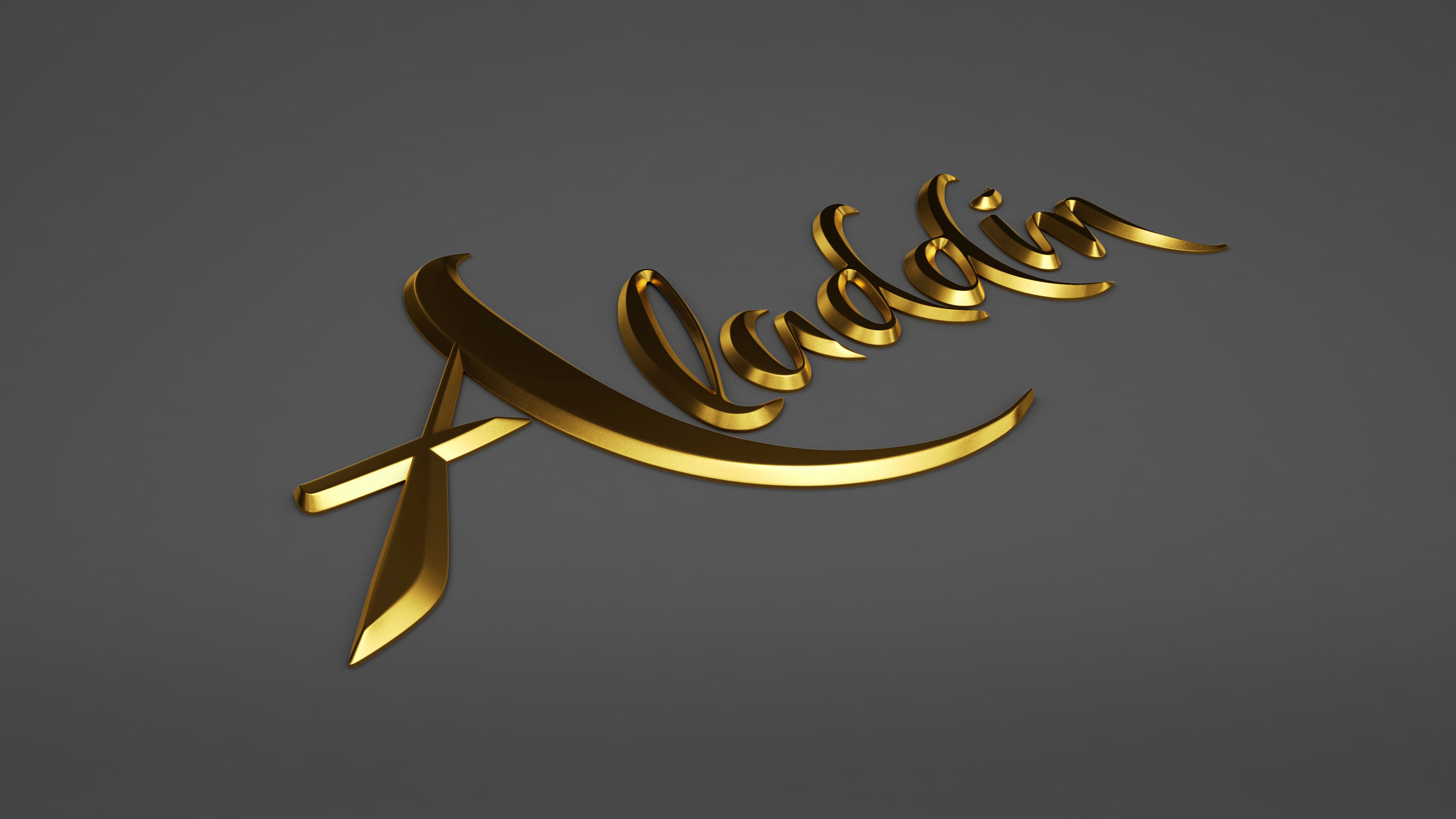 Aladdin typography modeling 3D model_2