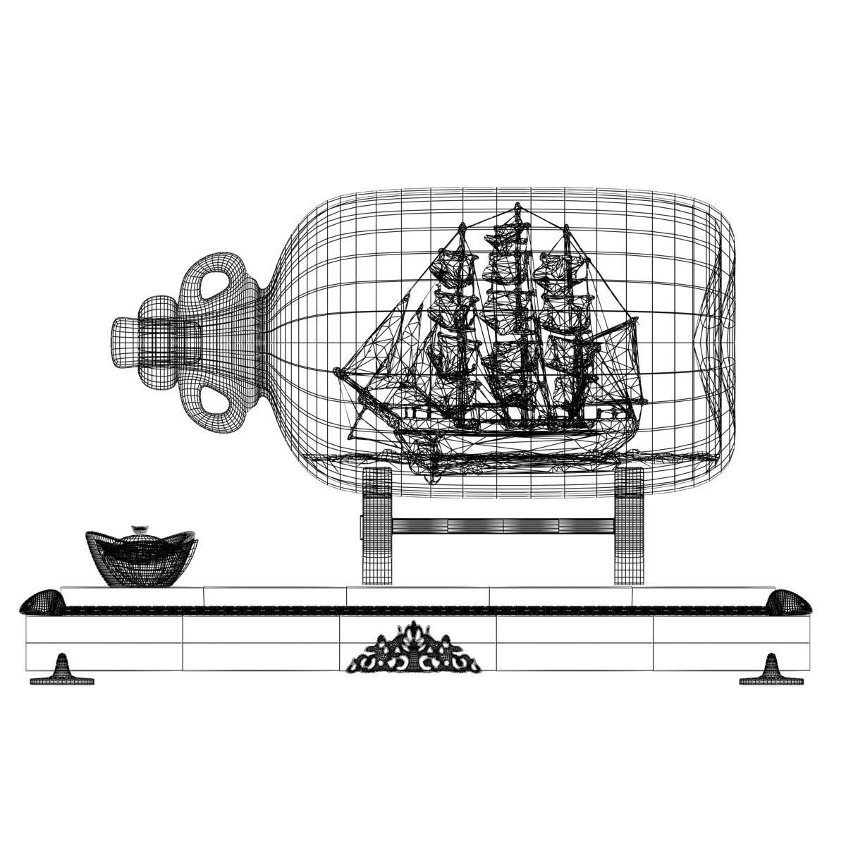 Chinese ship in the bottle 3D model_5