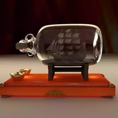 Chinese ship in the bottle 3D model