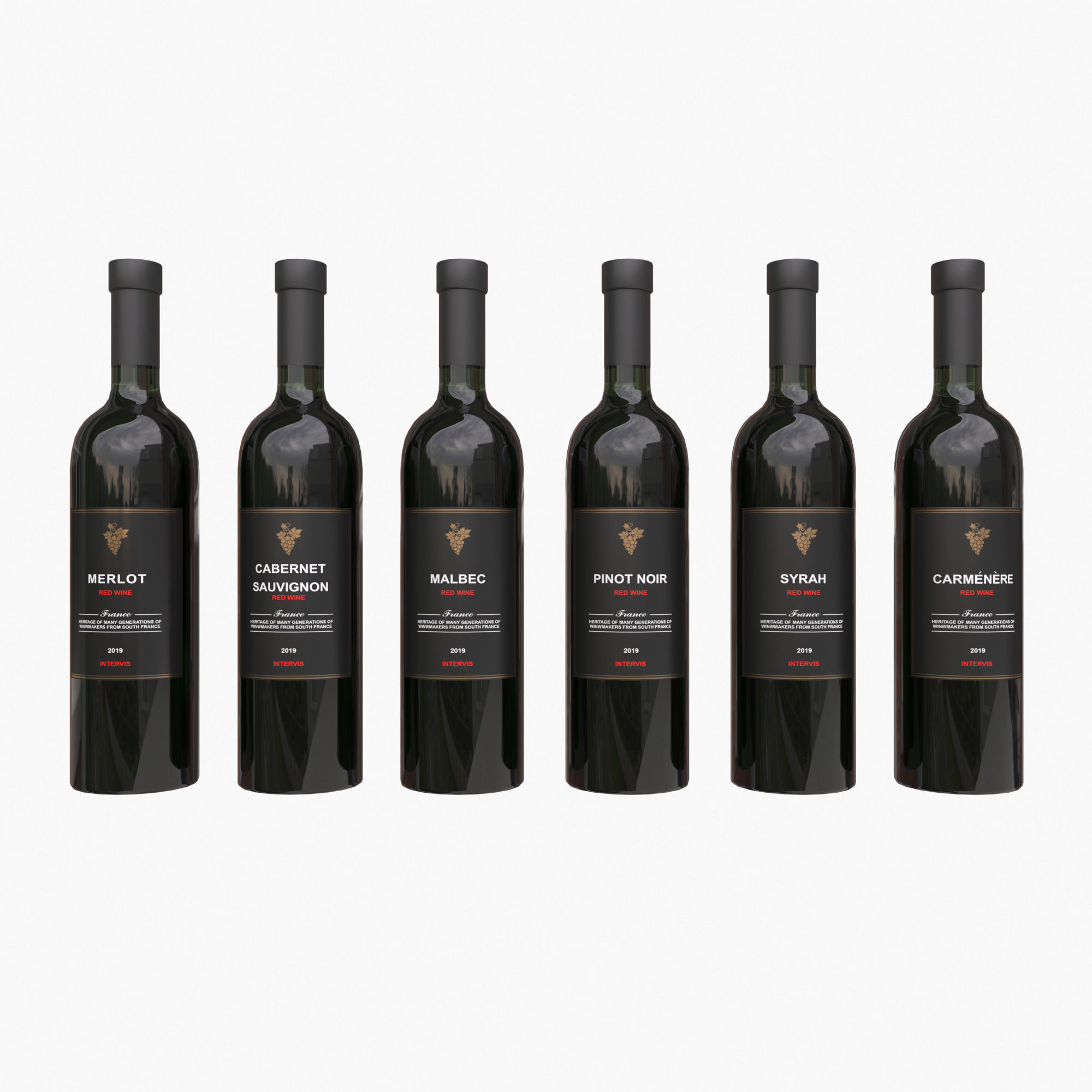 Wine bottles 3D model