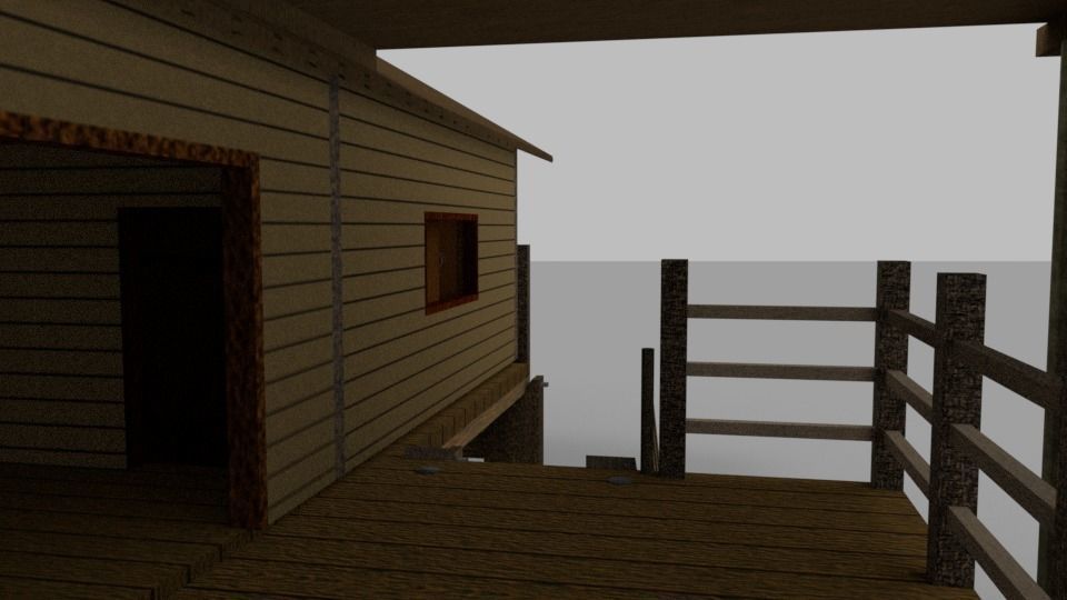 Wooden House With External Area Low-poly 3D model_6