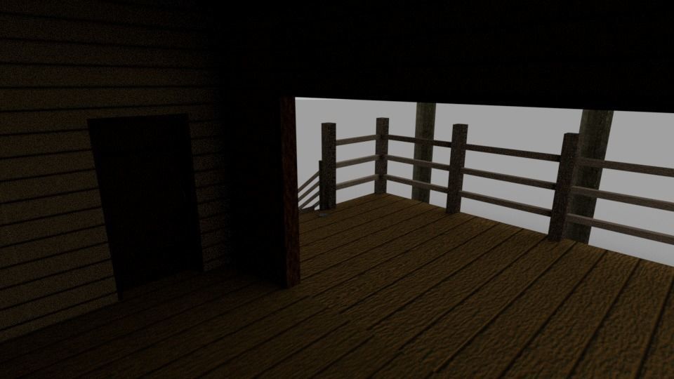 Wooden House With External Area Low-poly 3D model_5
