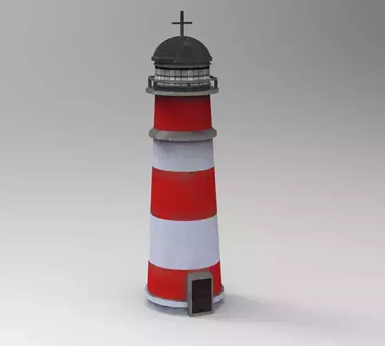 Low Poly Lighthouse with stripes Low-poly 3D model