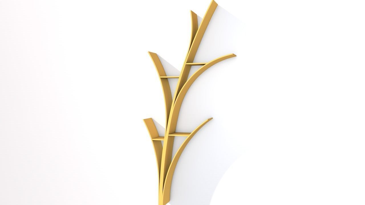 Shelf gold leaf on wall 3D model_6