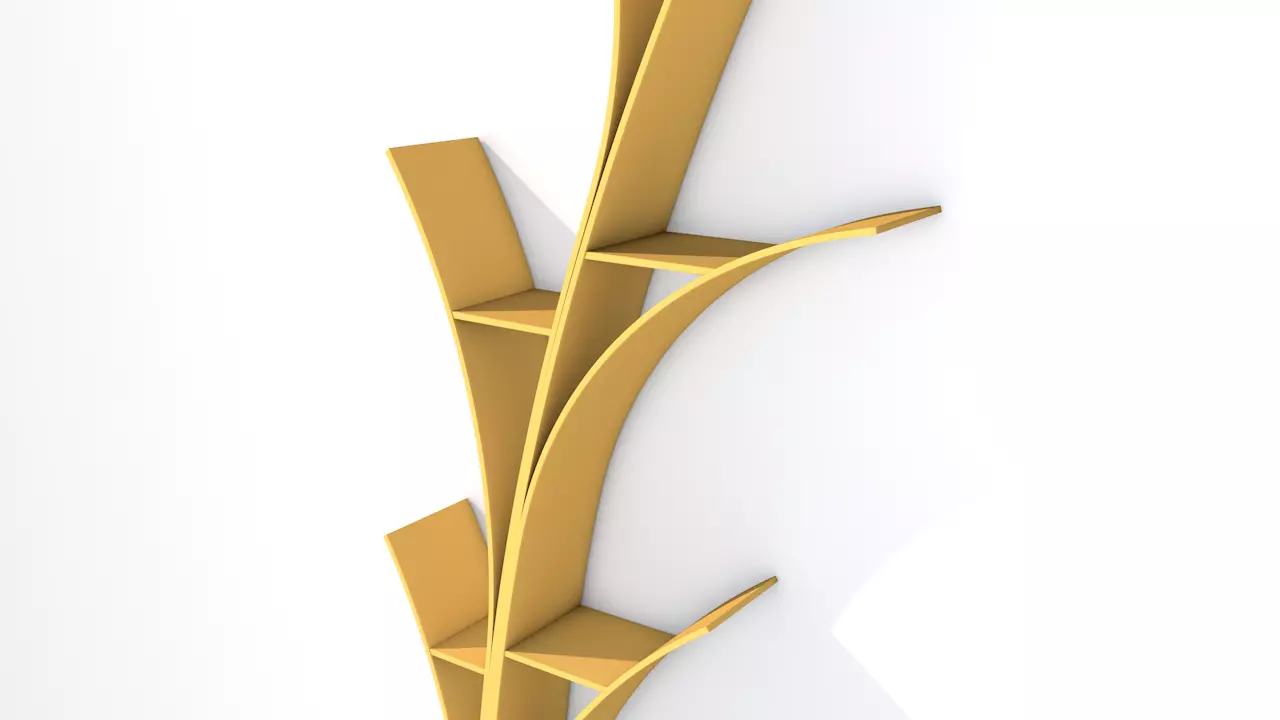 Shelf gold leaf on wall 3D model_0