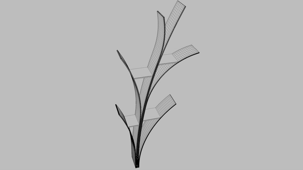 Shelf gold leaf on wall 3D model_7