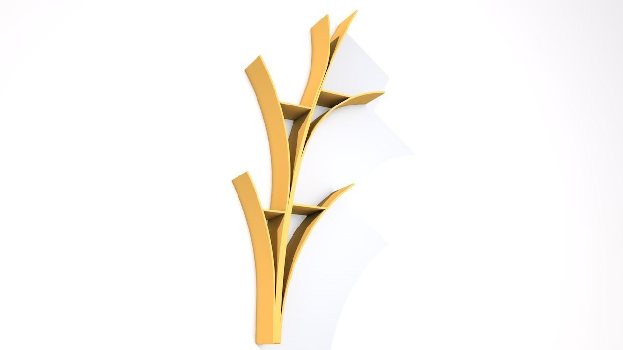 Shelf gold leaf on wall 3D model_3