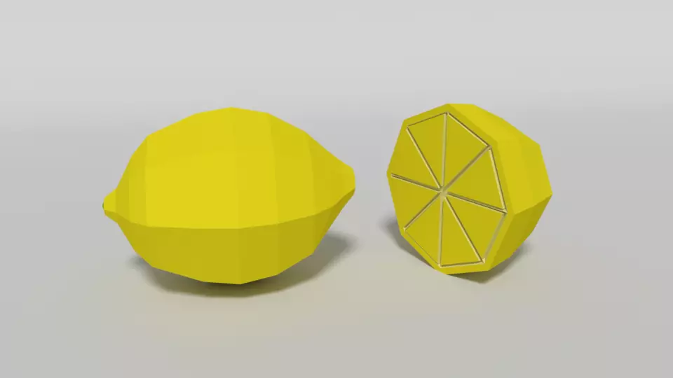 Low Poly Cartoon Lemon Low-poly 3D model_0