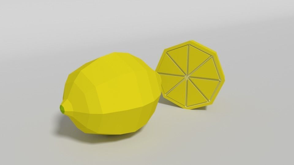 Low Poly Cartoon Lemon Low-poly 3D model_2