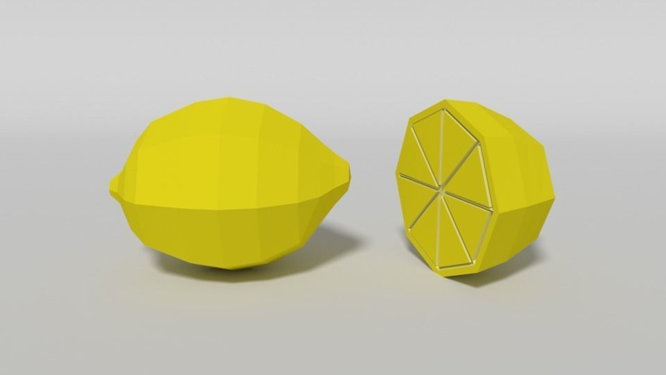 Low Poly Cartoon Lemon Low-poly 3D model_1