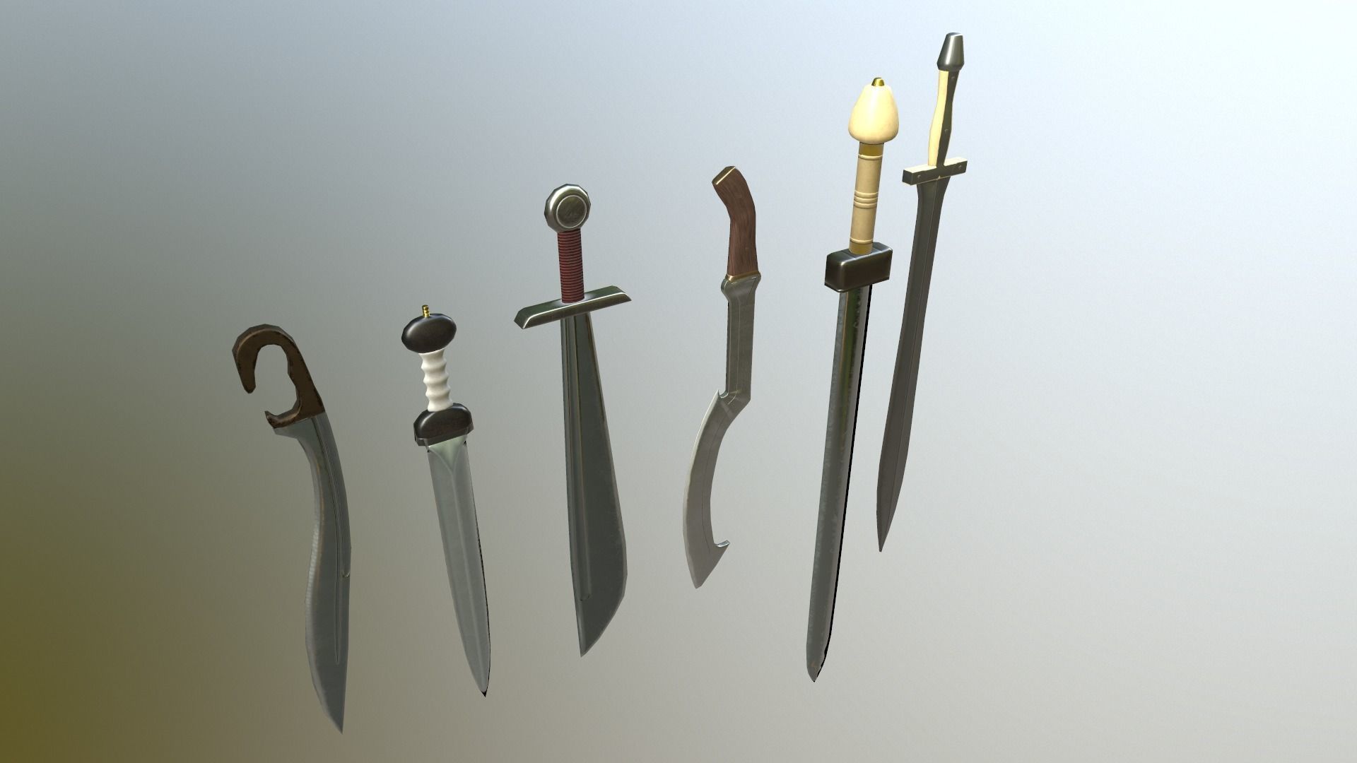 Ancient sword pack Low-poly 3D model_2
