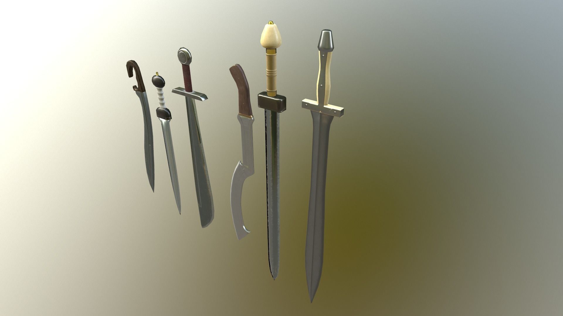 Ancient sword pack Low-poly 3D model_3