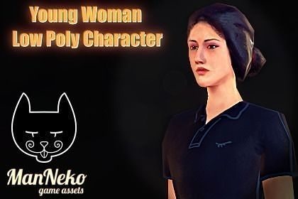  Young Woman - Animated Low Polygon model Low-poly 3D model